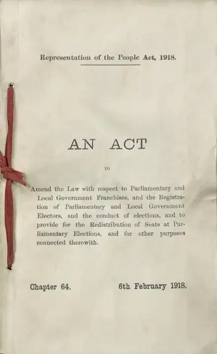 Representation of the people Act received Royal assent, granting votes to women over the age of 30