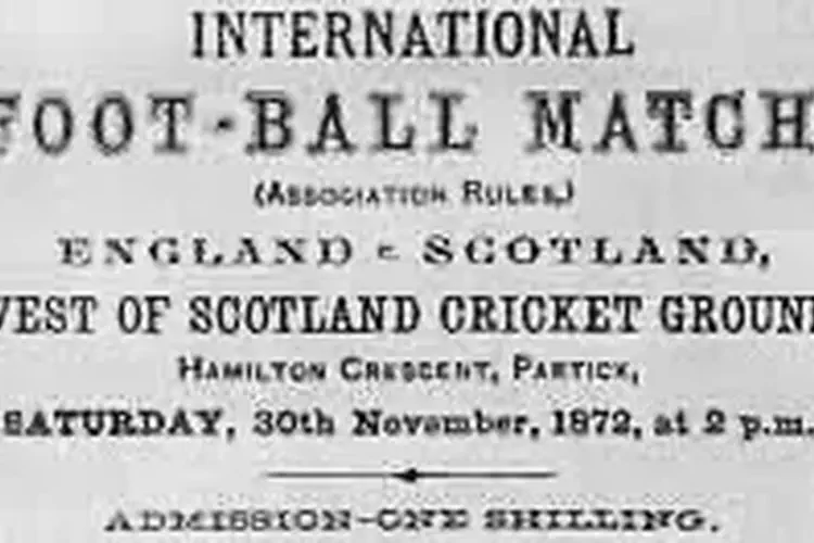 Worlds first international football (soccer) match, Scotland V England at West of Scotland Cricket Ground