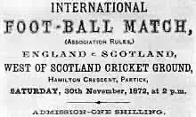 Worlds first international football (soccer) match, Scotland V England at West of Scotland Cricket Ground