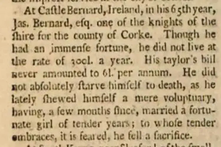 MP for Cork, James Bernard, died