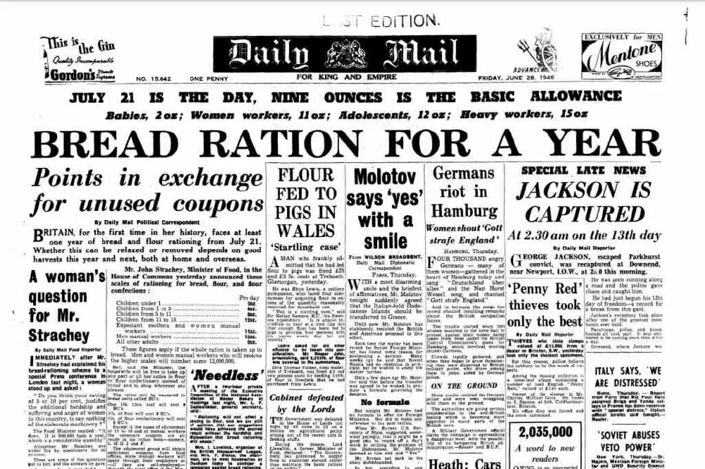Bread rationing ends in Britain