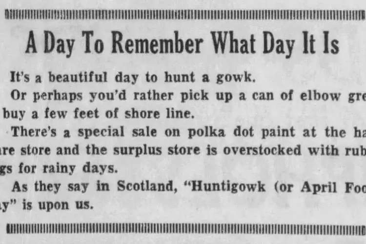 Hunt the Gowk, Scottish equivalent of April Fools Day (gowk is a cuckoo)