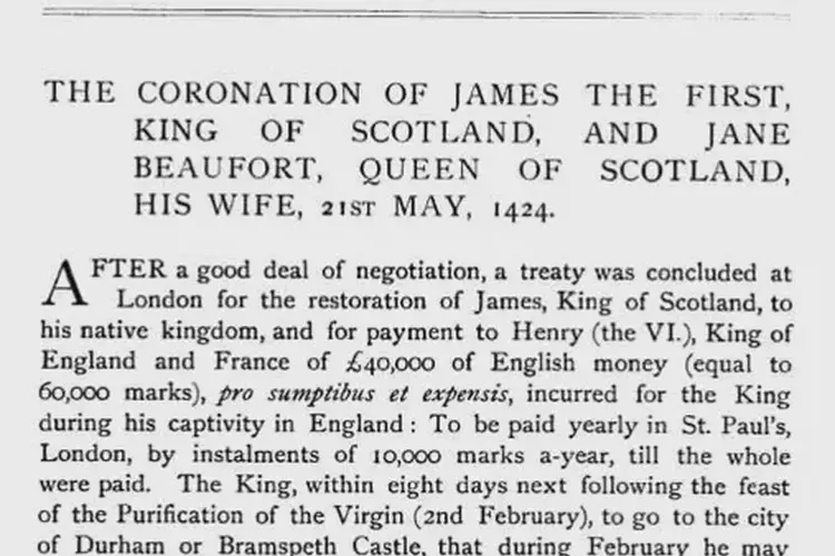James I, is released from 18 years captivity in England