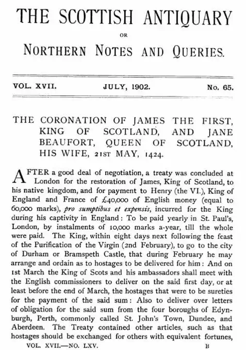 James I, is released from 18 years captivity in England