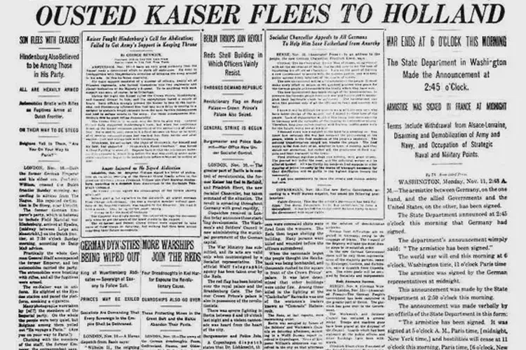 Armistice Day, World War I ends on the, 11th hour of the, 11th day of the, 11th month.