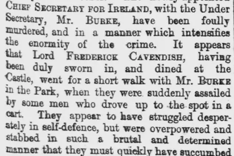 Phoenix Park murders, The assassination Lord Frederick Cavendish, and T.H. Burke